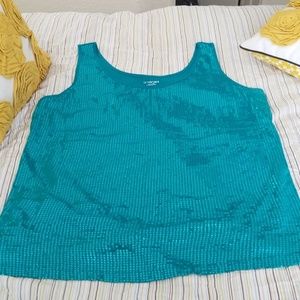LANE BRYANT TURQUOISE SEQUINED FRONT TANK TOP